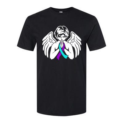 Suicide Awareness Wings Angel Ribbon Happy Support Graphic Cute Gift Softstyle CVC T-Shirt