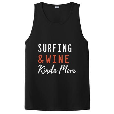 Surfing And Wine Kinda Mom Surfer Hawaiian Surfboard Great Gift PosiCharge Competitor Tank