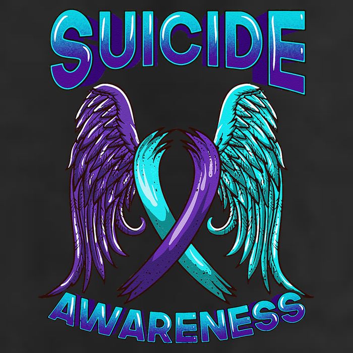 Suicide Awareness Wings And Ribbon Suicide Prevention 7 Panel Mesh Trucker Snapback Hat