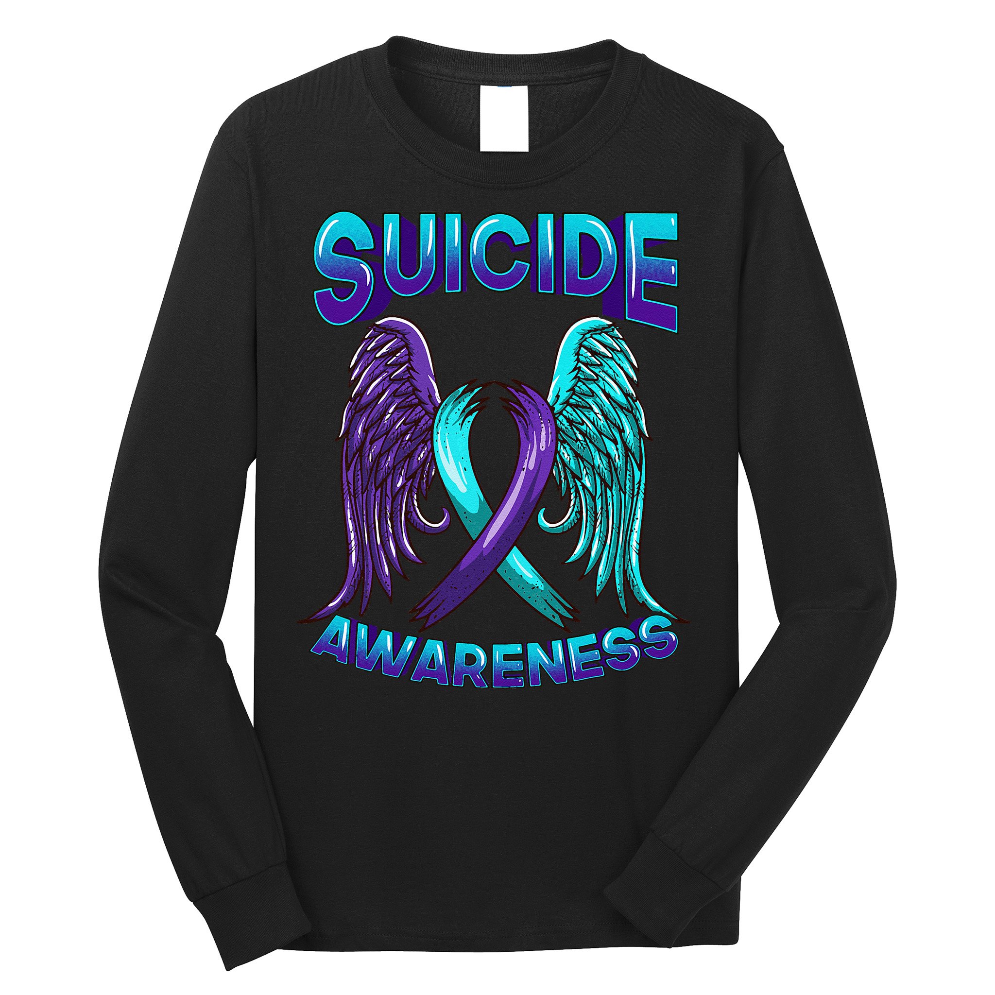 Suicide Awareness Wings And Ribbon Suicide Prevention Long Sleeve Shirt