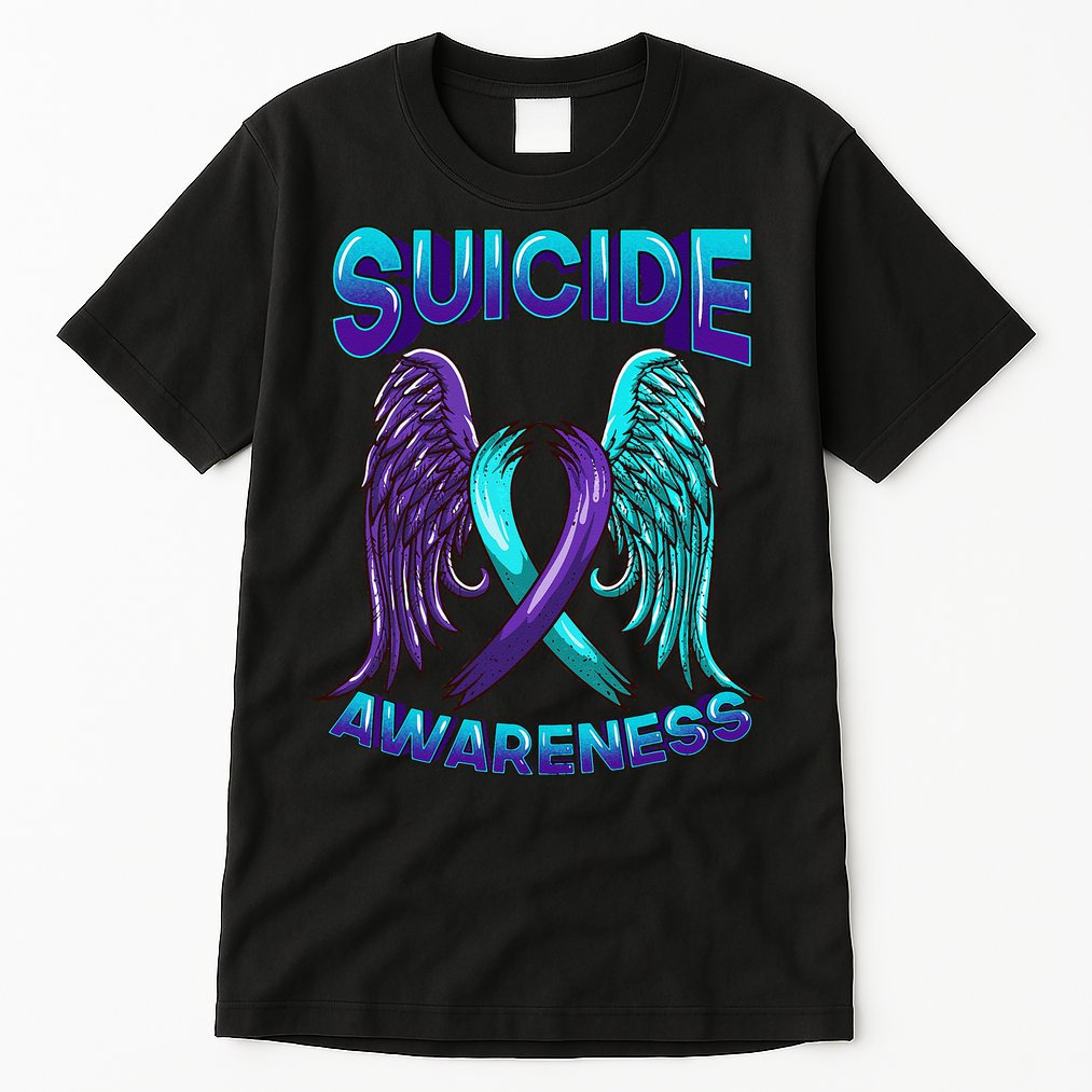 Suicide Awareness Wings And Ribbon Suicide Prevention Tall T-Shirt