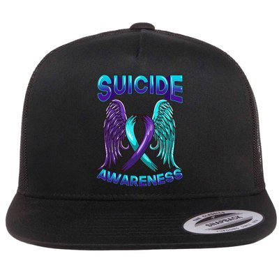 Suicide Awareness Wings And Ribbon Suicide Prevention Flatbill Hat