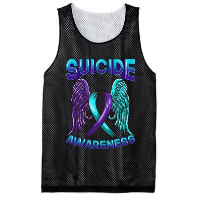 Suicide Awareness Wings And Ribbon Suicide Prevention Mesh Reversible Basketball Jersey Tank