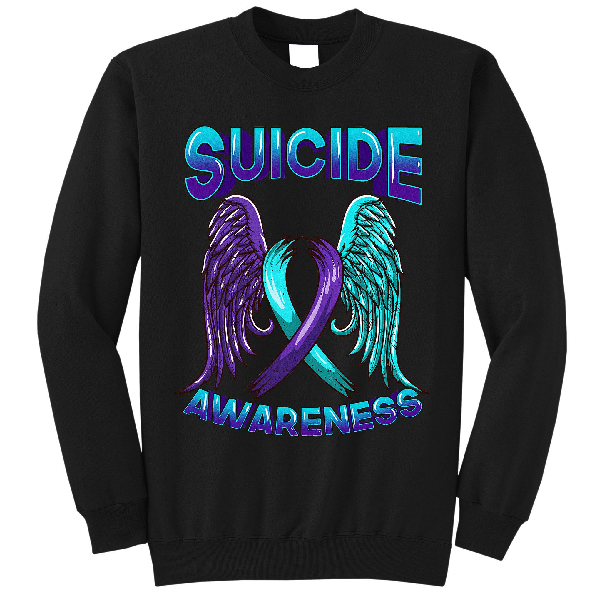 Suicide Awareness Wings And Ribbon Suicide Prevention Tall Sweatshirt