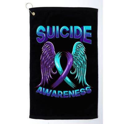 Suicide Awareness Wings And Ribbon Suicide Prevention Golf Towel