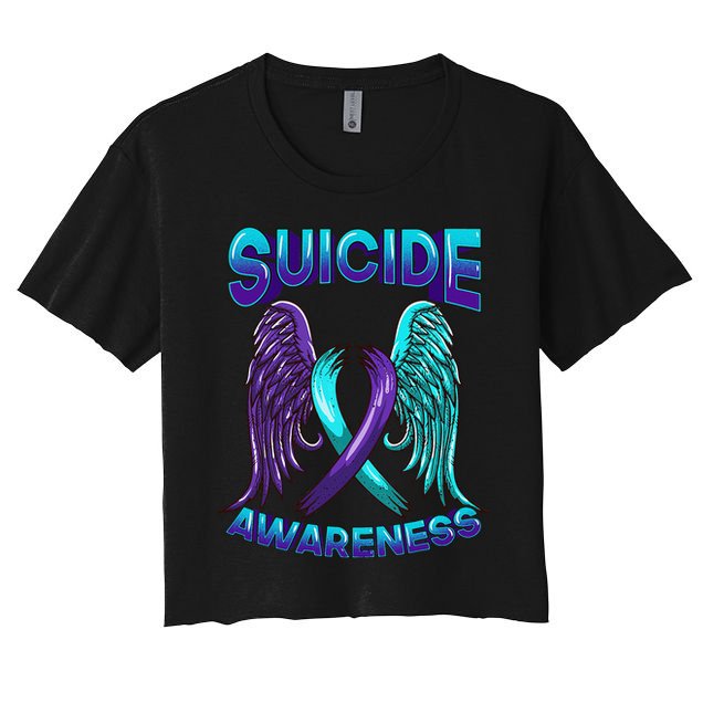 Suicide Awareness Wings And Ribbon Suicide Prevention Crop Top