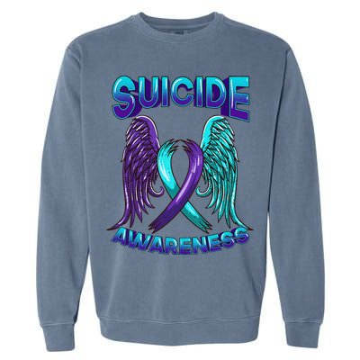 Suicide Awareness Wings And Ribbon Suicide Prevention Garment-Dyed Sweatshirt