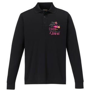 Stop Asking Why I'm Crazy Flamingo Stupid Pink Funny Wo Performance Long Sleeve Polo