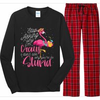 Stop Asking Why I'm Crazy Flamingo Stupid Pink Funny Wo Long Sleeve Pajama Set