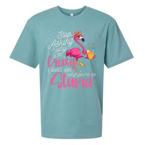 Stop Asking Why I'm Crazy Flamingo Stupid Pink Funny Wo Sueded Cloud Jersey T-Shirt