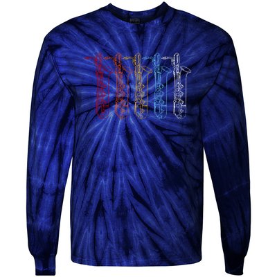 Saxophone Colors Tie-Dye Long Sleeve Shirt