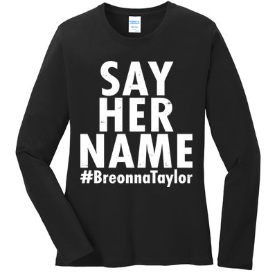 Say Her Name #Breonna Taylor BLM Ladies Long Sleeve Shirt