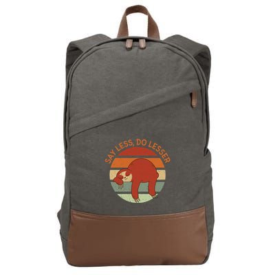 Say Less Do Lesser Sloth Retro Cotton Canvas Backpack