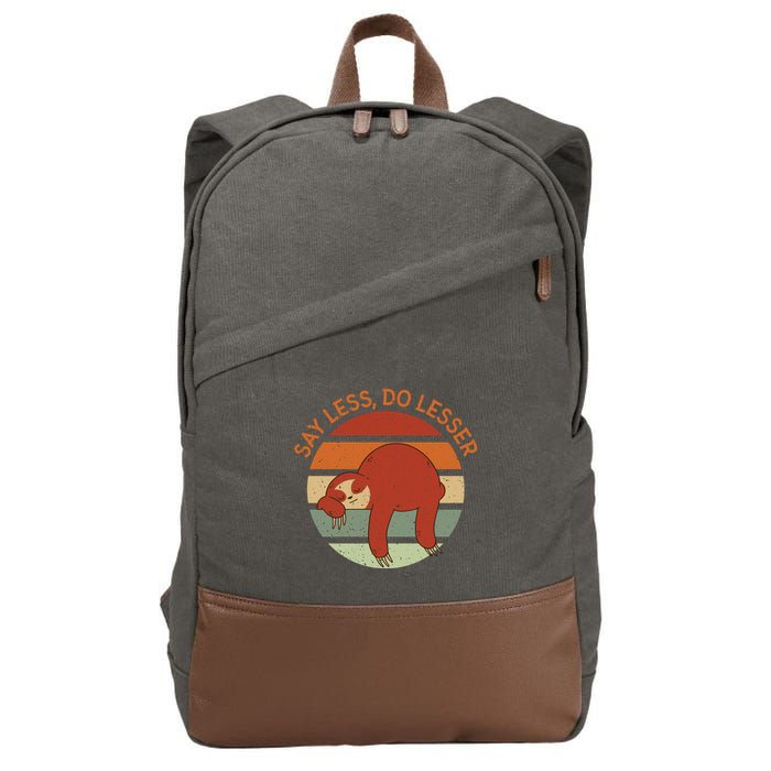 Say Less Do Lesser Sloth Retro Cotton Canvas Backpack