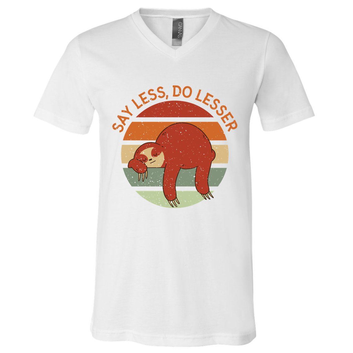 Say Less Do Lesser Sloth Retro V-Neck T-Shirt