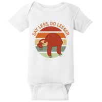Say Less Do Lesser Sloth Retro Baby Bodysuit