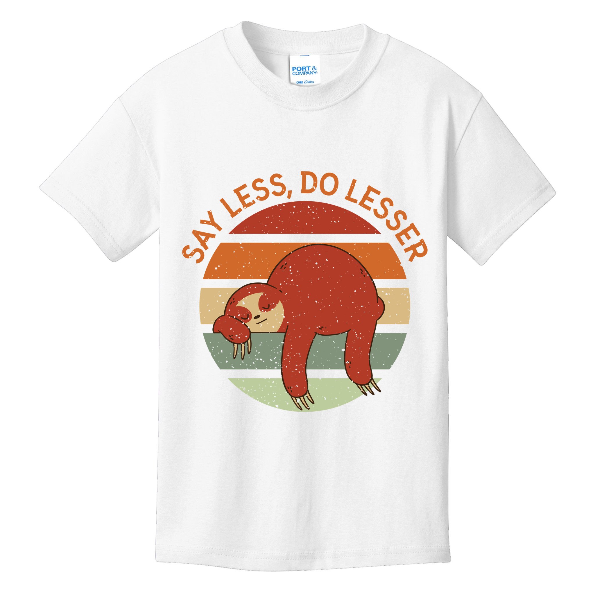 Say Less Do Lesser Sloth Retro Kids T-Shirt