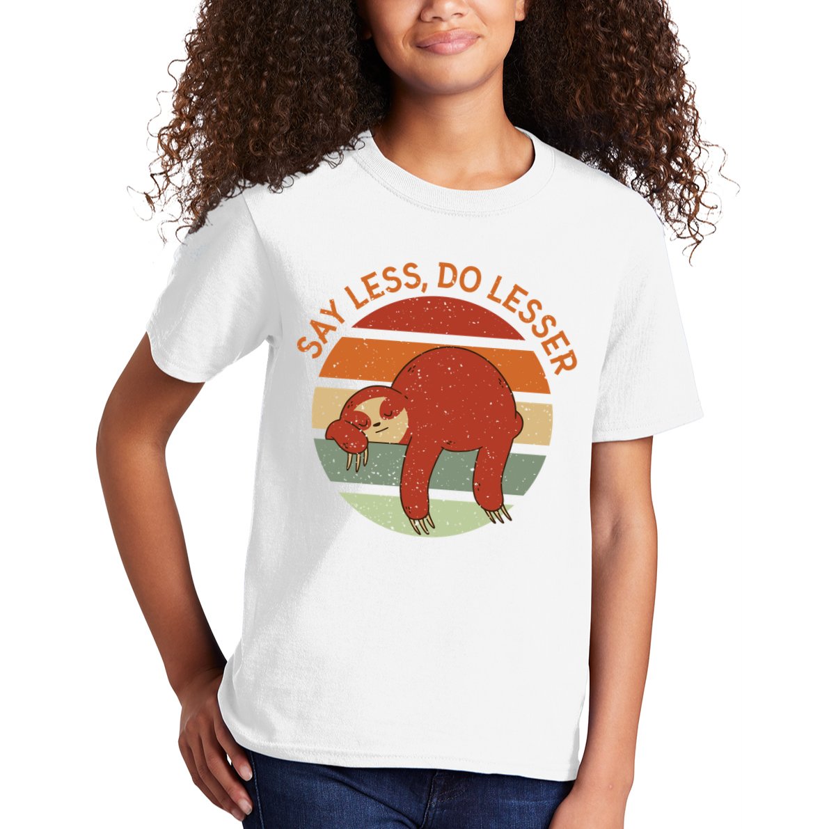 Say Less Do Lesser Sloth Retro Kids T-Shirt
