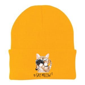 Say Meow Cute Cat Picture Knit Cap Winter Beanie