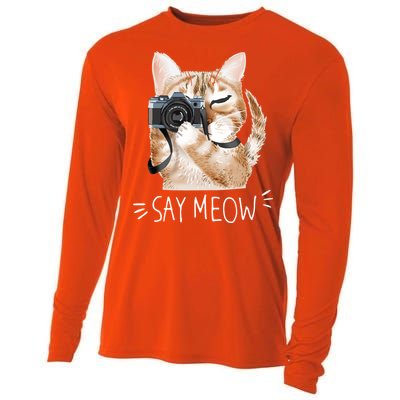 Say Meow Cute Cat Picture Cooling Performance Long Sleeve Crew