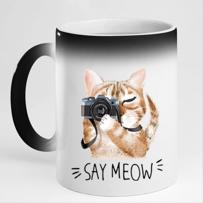 Say Meow Cute Cat Picture 11oz Black Color Changing Mug