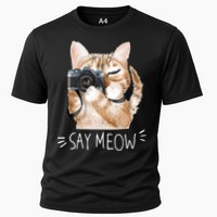 Say Meow Cute Cat Picture Cooling Performance Crew T-Shirt