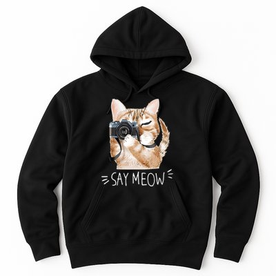 Say Meow Cute Cat Picture Hoodie