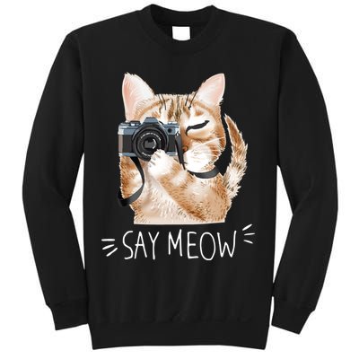 Say Meow Cute Cat Picture Sweatshirt