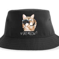 Say Meow Cute Cat Picture Sustainable Bucket Hat