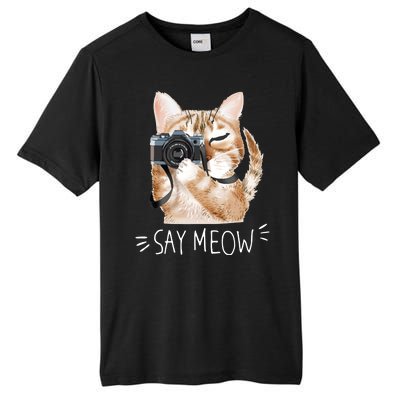 Say Meow Cute Cat Picture Tall Fusion ChromaSoft Performance T-Shirt