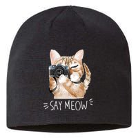 Say Meow Cute Cat Picture Sustainable Beanie