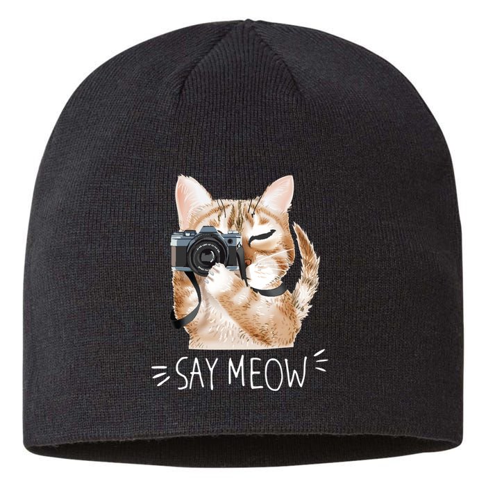 Say Meow Cute Cat Picture Sustainable Beanie