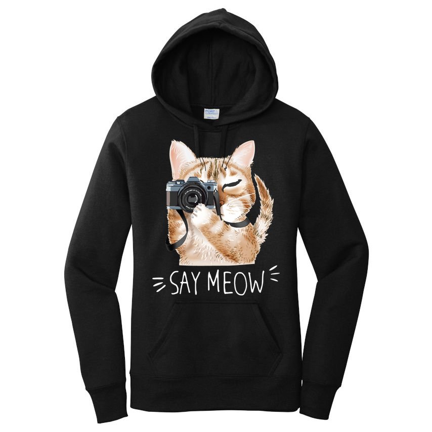Say Meow Cute Cat Picture Women's Pullover Hoodie