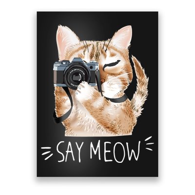 Say Meow Cute Cat Picture Poster