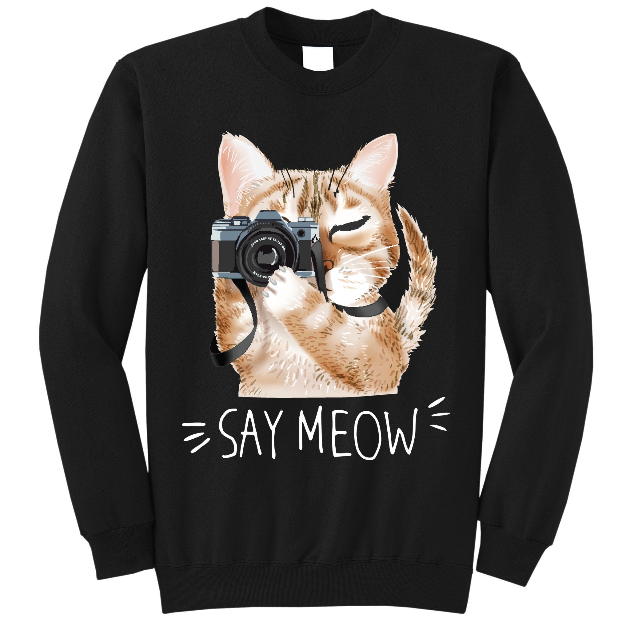Say Meow Cute Cat Picture Tall Sweatshirt