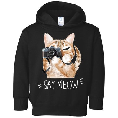 Say Meow Cute Cat Picture Toddler Hoodie