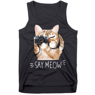 Say Meow Cute Cat Picture Tank Top