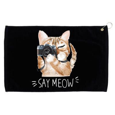 Say Meow Cute Cat Picture Grommeted Golf Towel