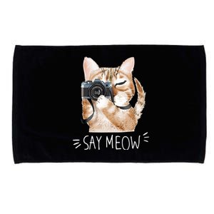 Say Meow Cute Cat Picture Microfiber Hand Towel