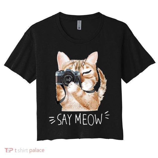 Say Meow Cute Cat Picture Crop Top