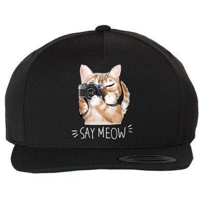 Say Meow Cute Cat Picture Wool Snapback Cap