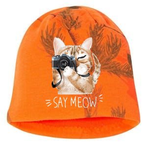 Say Meow Cute Cat Picture Kati - Camo Knit Beanie