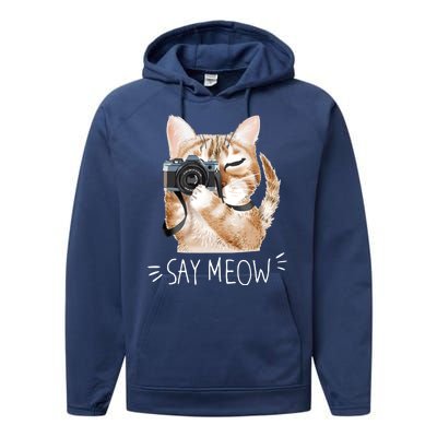 Say Meow Cute Cat Picture Performance Fleece Hoodie