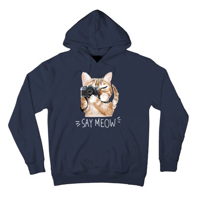 Say Meow Cute Cat Picture Hoodie