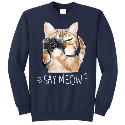 Say Meow Cute Cat Picture Sweatshirt