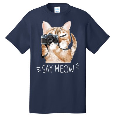 Say Meow Cute Cat Picture Tall T-Shirt