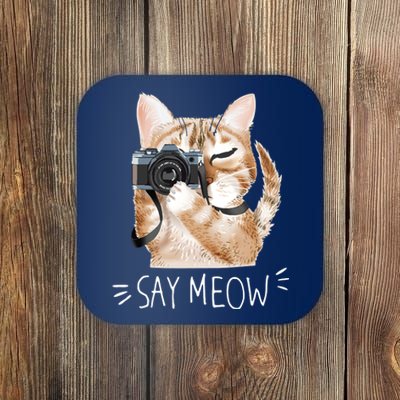 Say Meow Cute Cat Picture Coaster