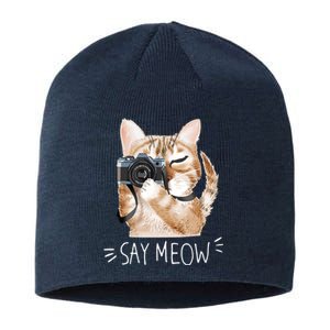 Say Meow Cute Cat Picture Sustainable Beanie