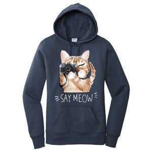 Say Meow Cute Cat Picture Women's Pullover Hoodie