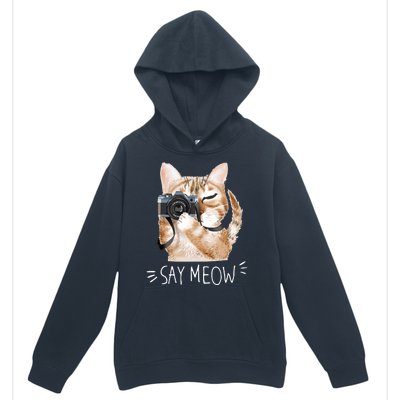 Say Meow Cute Cat Picture Urban Pullover Hoodie